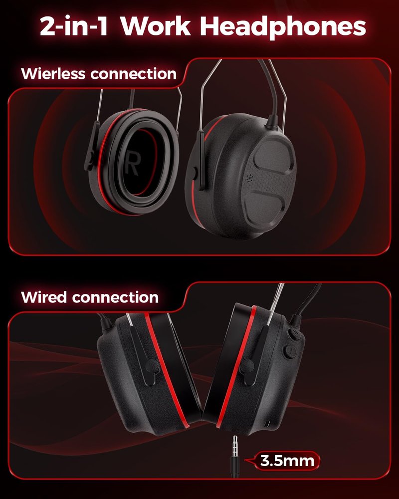 Electronic Hearing Protection with 4X Sound Amplification Earmuffs, Gel Bluetooth 6.0 Ear Protection Ear Muffs, 30dB NRR with Rechargeable 120H Playtime Earmuffs for Workshops, Mowing, Shooting Range