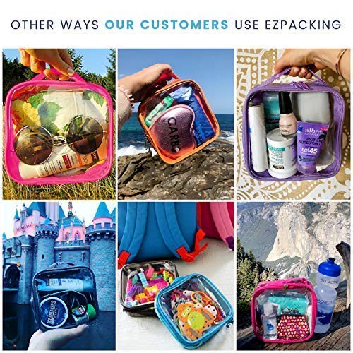 EzPacking Clear TSA Approved 3-1-1 Travel Toiletry Bag for Carry On/Quart Size Transparent Liquids Pouch for Airport Security/Reusable See Through Vinyl & PVC Plastic Organizer Men Women (Turquoise)