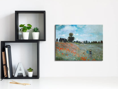 Wieco Art Framed Wall Art The Poppy Field Near Argenteuil Canvas Prints of Claude Monet Floral Oil Paintings Classic Flowers Landscape Pictures Artwork for Bedroom Home Decorations