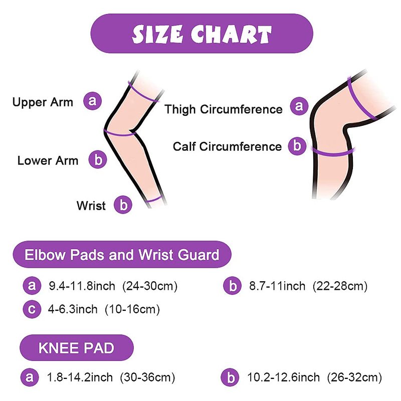 Kids Protective Gear Set Wemfg Knee Pads for Kids 7-13 Years Knee and Elbow Pads with Wrist Guards 3 in 1 for Skating Cycling Bike Rollerblading Scooter(Purple)
