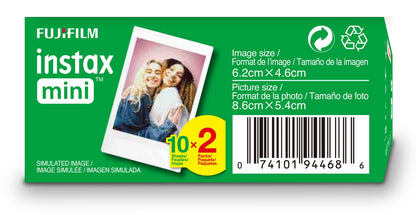 FUJIFILM Instax Mini Instant Film Twin Pack (White), 20 Photos
