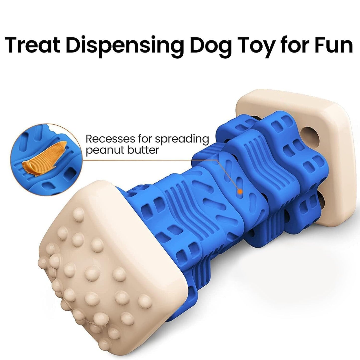 AOZOOM Dog Toys for Aggressive Chewers, Tough Dog Chew Toys, with Beef Flavor, Safe Rubber Indestructible, for Large Medium Small Dogs - Blue