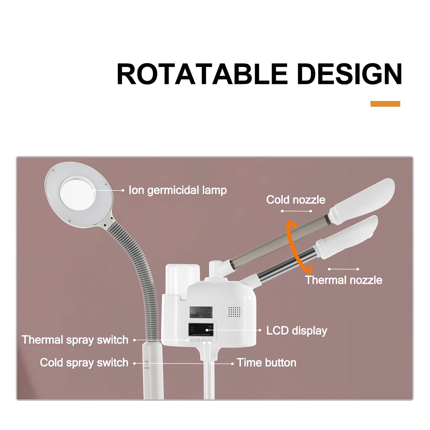 Professional 3 in 1 Facial Steamer Upgrade Esthetician Steamer with hot & Cold Nozzle 5X LED Magnifying Lamp Beauty Salon Spa