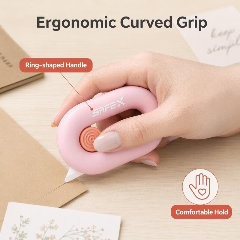 Retractable Box Cutter - Mini Ceramic Box Opener with Built-In Magnet | Pink Color
