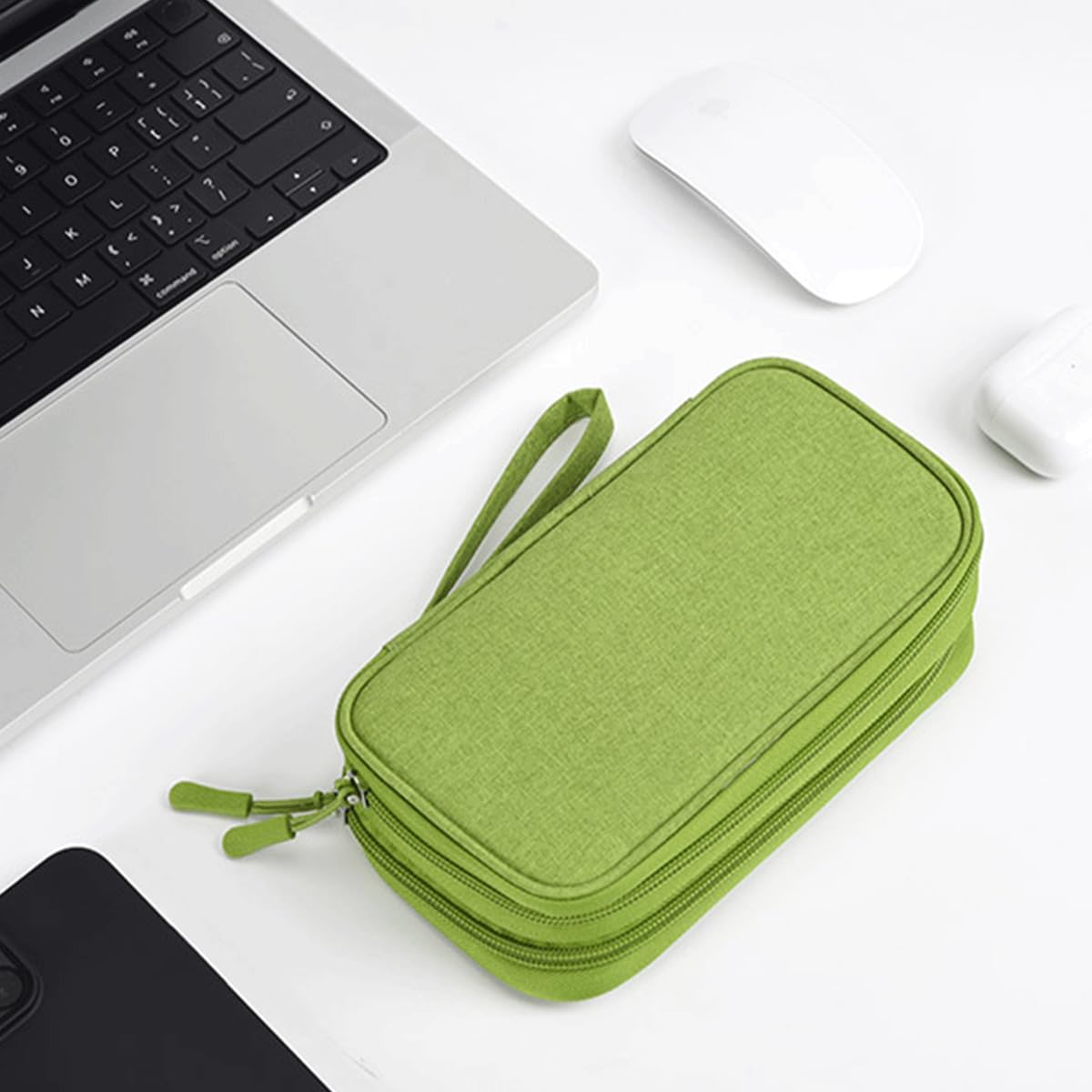 CAAORDKSO Electronic Organizer Travel Cable Accessories Bag, Case for Cable, Cord, Charger, Phone, Power Bank, Earphone (Grass Green, Medium)