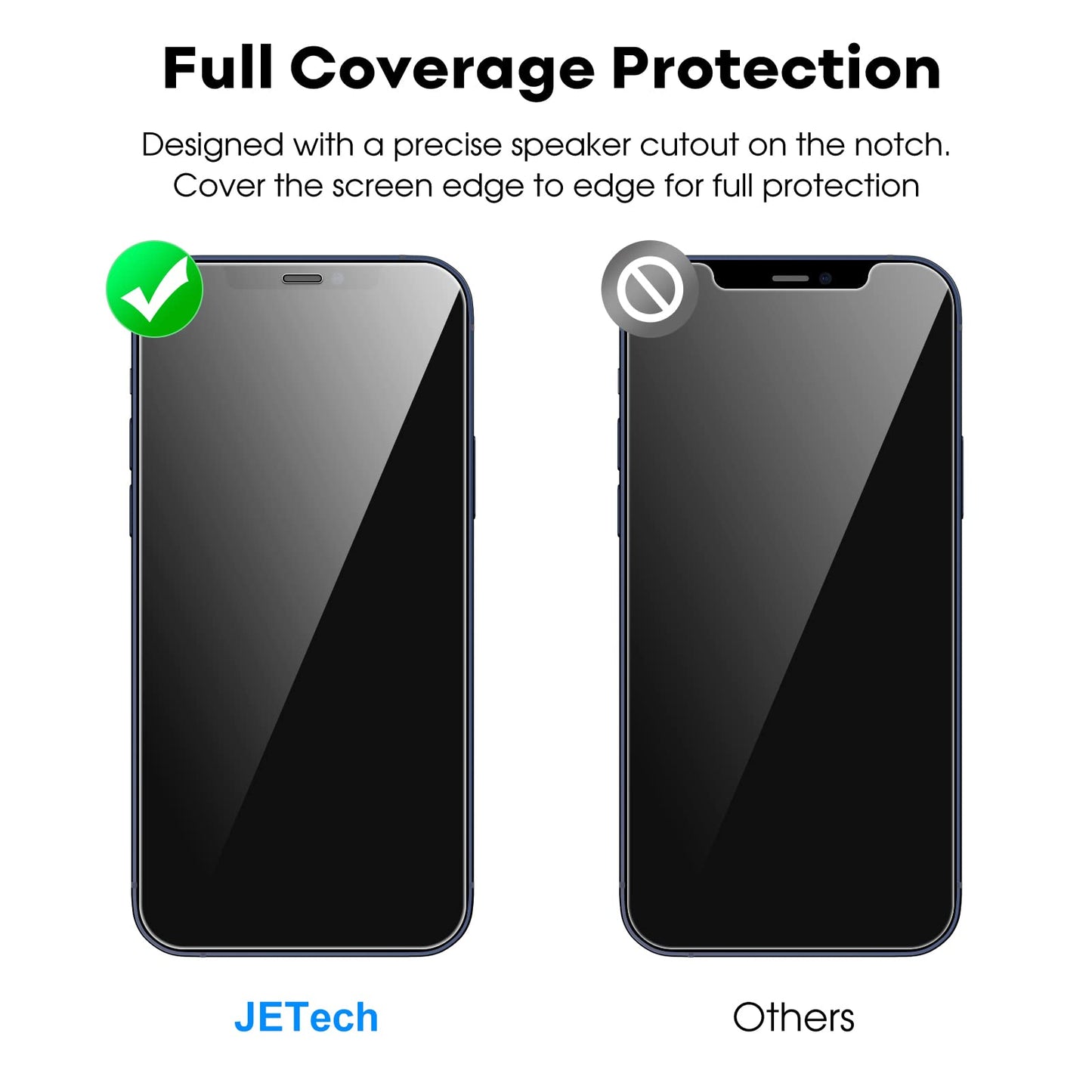 JETech Full Coverage Screen Protector for iPhone 16e 2025, iPhone 13/13 Pro 6.1-Inch, Tempered Glass Film with Easy Installation Tool, Case-Friendly, HD Clear, 3-Pack