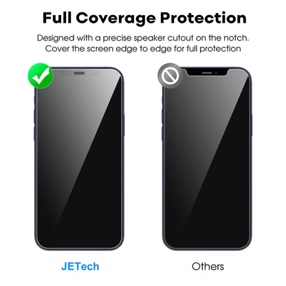 JETech Full Coverage Screen Protector for iPhone 16e 2025, iPhone 13/13 Pro 6.1-Inch, Tempered Glass Film with Easy Installation Tool, Case-Friendly, HD Clear, 3-Pack