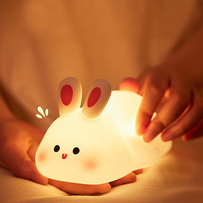 URAQT Bunny Baby Night Light, Portable LED Baby Night Light Kids Night Lamp, USB Chargeable Battery Silicone Kawaii Babys Sleep Lights for Children Kids Baby Boy Gifts Cute Room Decor Bedroom Decor
