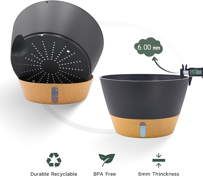 ZMTECH 12 Inch Large Hanging Planters for Outdoor Plants, 2 Pack Self Watering Hanging Planter with Visual Reservoir, Hanging Baskets for Plants Indoor with Drainage Hole and Plant Hanger(Gray)