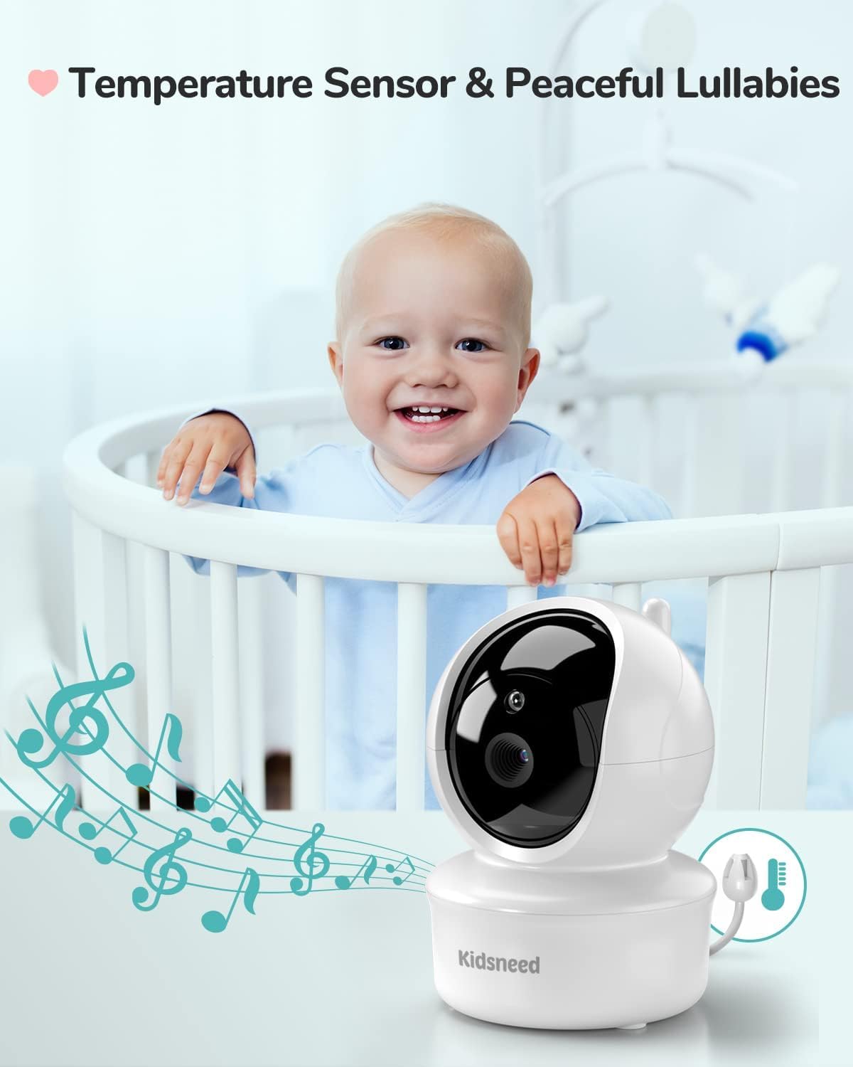 Baby Monitor - 3.5 inch Large Display Video Baby Monitor with Camera and Audio,Remote Pan/Tilt/Zoom, 1200 mAh Battery, Night Vision, Two Way Talk, Smart Temperature,Lullabies,960ft Long Range