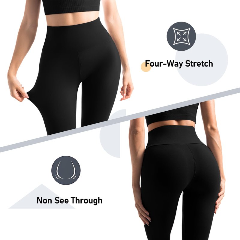 Leafigure 2 Packs Leggings with Pockets for Women, High Waisted Tummy Control Workout Leggings for Gym Black/Pink XXL