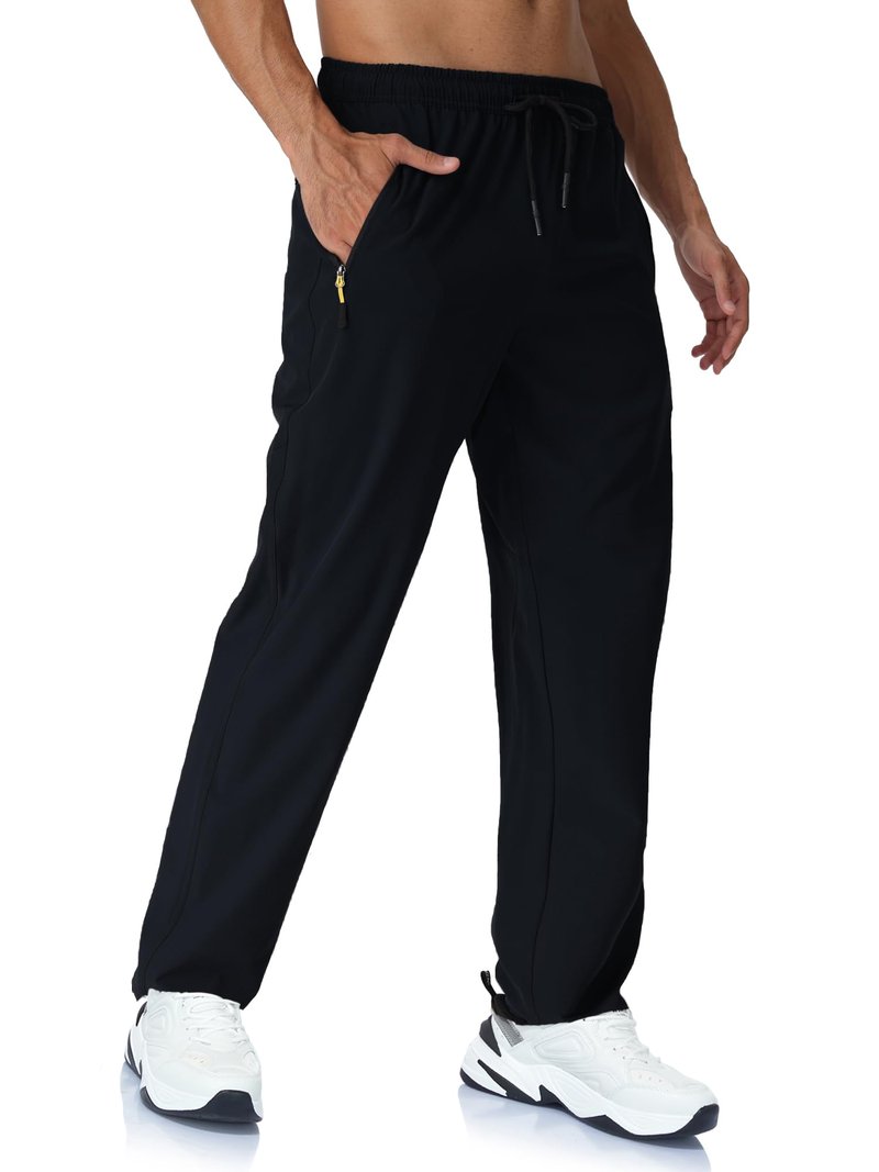 Rapoo Mens Sweatpants Joggers Athletic Workout Sweat Track Hiking Pants for Men Expandable Waist Jogging Pant with Pockets Black L