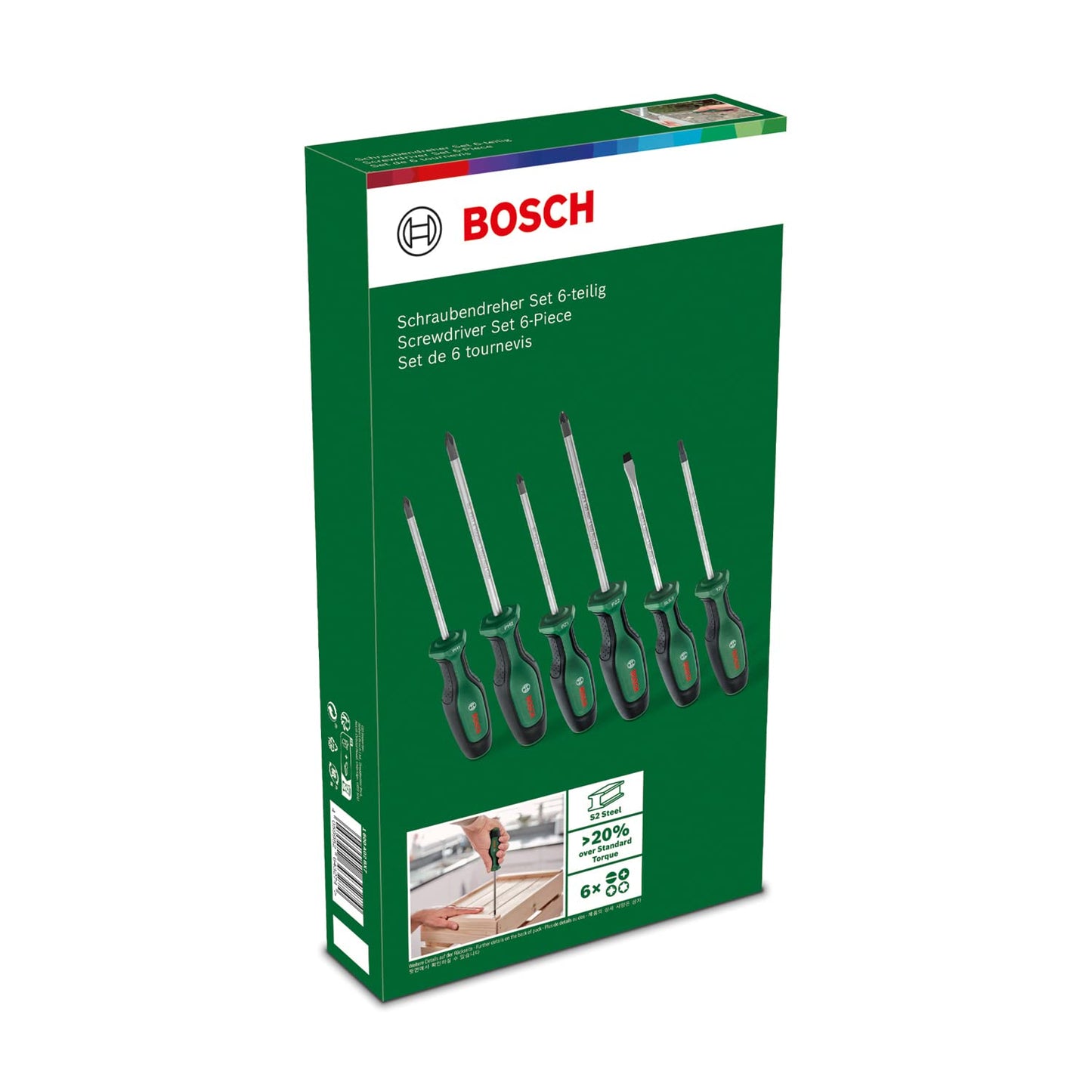 Bosch Screwdriver Set 6-Piece (6X High-Performance Screwdrivers for DIY; S2 Steel; Softgrip; Magnetic Tip) - Amazon Edition