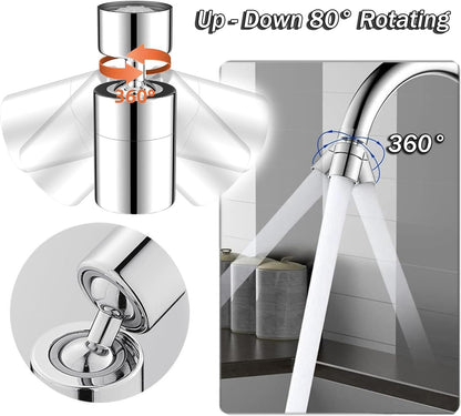 Kitchen Tap Spray Head, 360° Swivel Spout Kitchen Sink Tap, Tap Faucet Attachment Spray with 2 Functions Modes, Replacement Tap Aerator Sprayer Accessories, Universal Tap Adapter Attachment