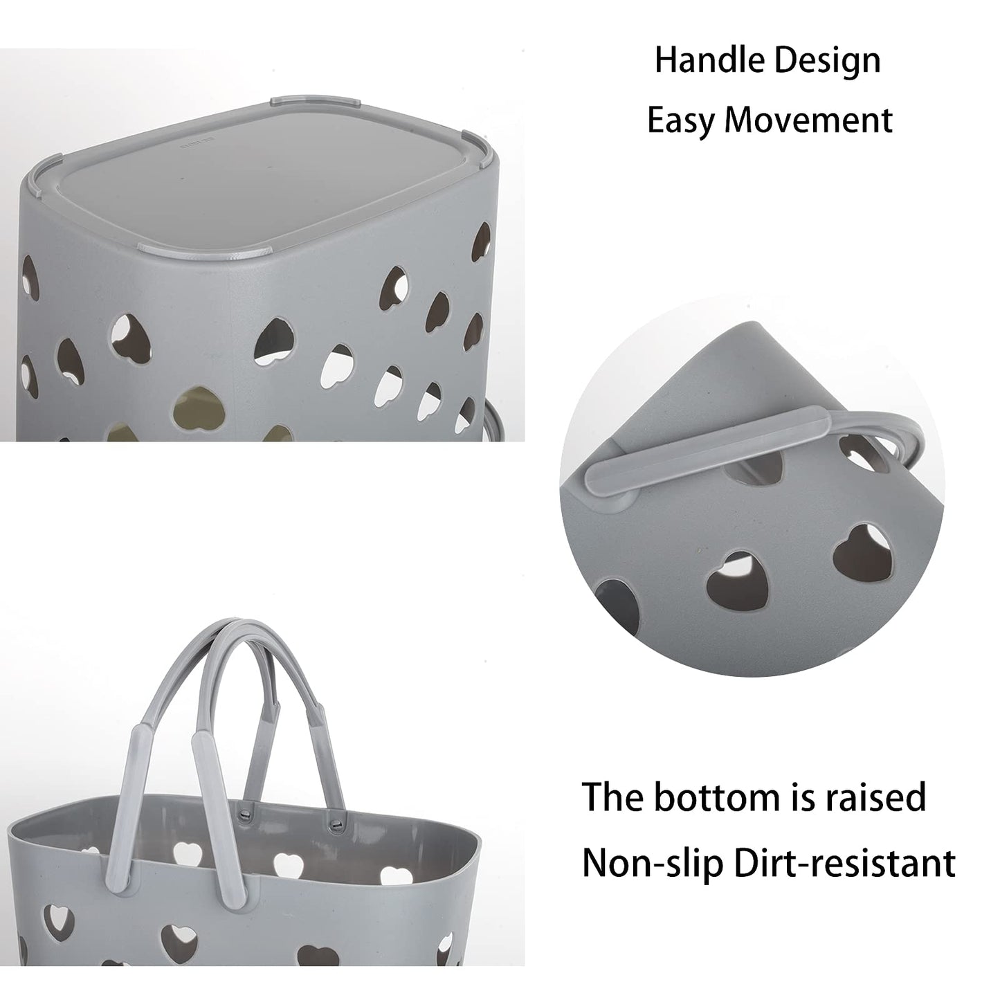 Anyoifax Portable Shower Caddy Tote Plastic Storage Basket with Handle Box Organizer Bin for Bathroom, Pantry, Kitchen, College Dorm, Garage - Grey