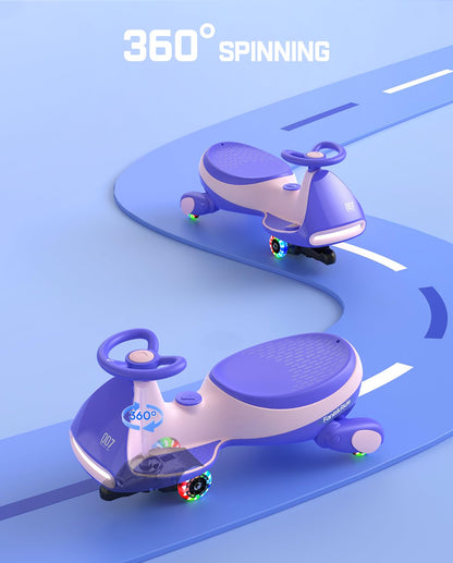 FanttikRide N7 Pro Electric Wiggle Car with Pedal, Rechargeable Battery, CyberWiggle, 2 in 1 Swing Car, 2 Speed, Anti-Rollover, Flashing Wheels, Bluetooth, for Ages 3 and Up, 150 Lbs, Pink