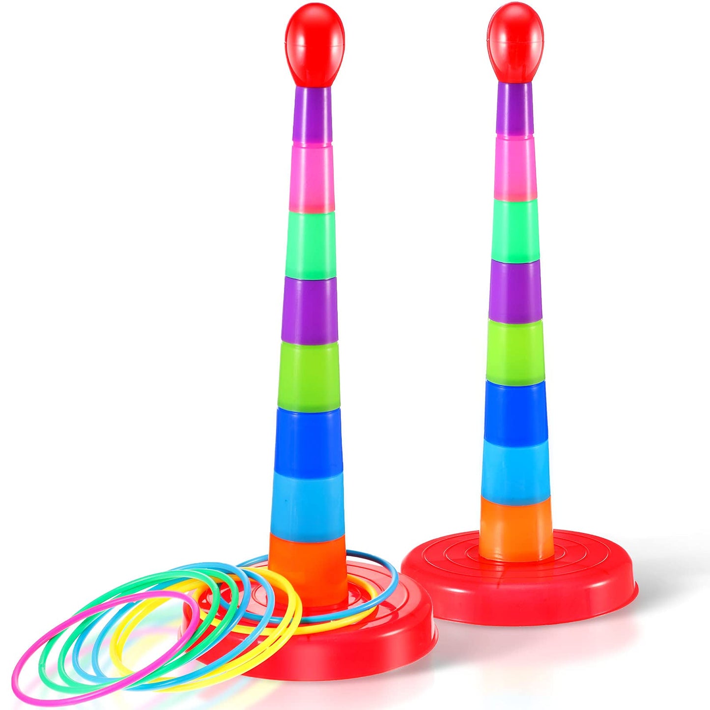 Sumind 2 Sets 18" Colorful Plastic Sport Ring Toss Game Set for Most Ages