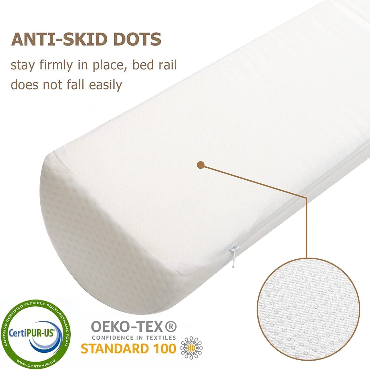 YIHATA Bed Guard for Toddlers, Long Foam Portable Bed Rail, Safety Bed Bumpers for Kids Babies Elderly with Water Resistant, Non Slip & Machine Washable Cover Fit in, Suitable for All Beds 1 Pack