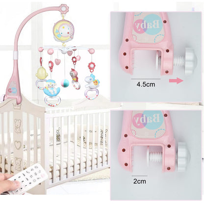 Aolkee 360° Rotating Baby Musical Cot Mobile with Lights, Hanging Rotating Rattles, Remote Control Music Box, Timing Function, Gift for Newborn Toddler