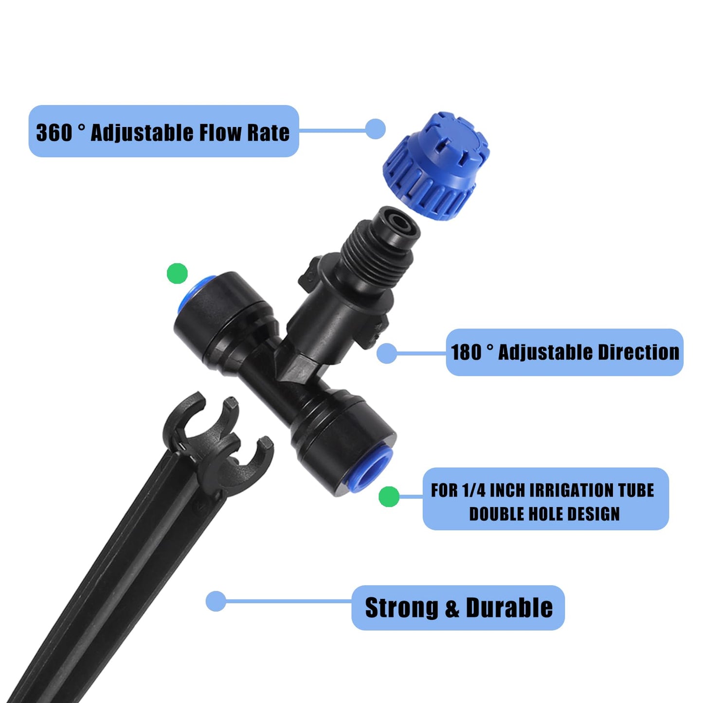 Drip Irrigation Emitters,with Adjustable 360 Degree Water Flow Drippers Sprayer Push-to-Fit for 1/4 inch Tubing, Garden Drippers Sprayer for House Garden Watering System (36pcs- Drip)