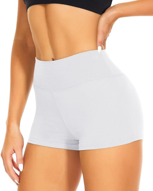 CAMPSNAIL Workout Biker Shorts Women - 3"/5"/8" High Waisted Tummy Control Spandex Booty Volleyball Shorts for Yoga Dance White