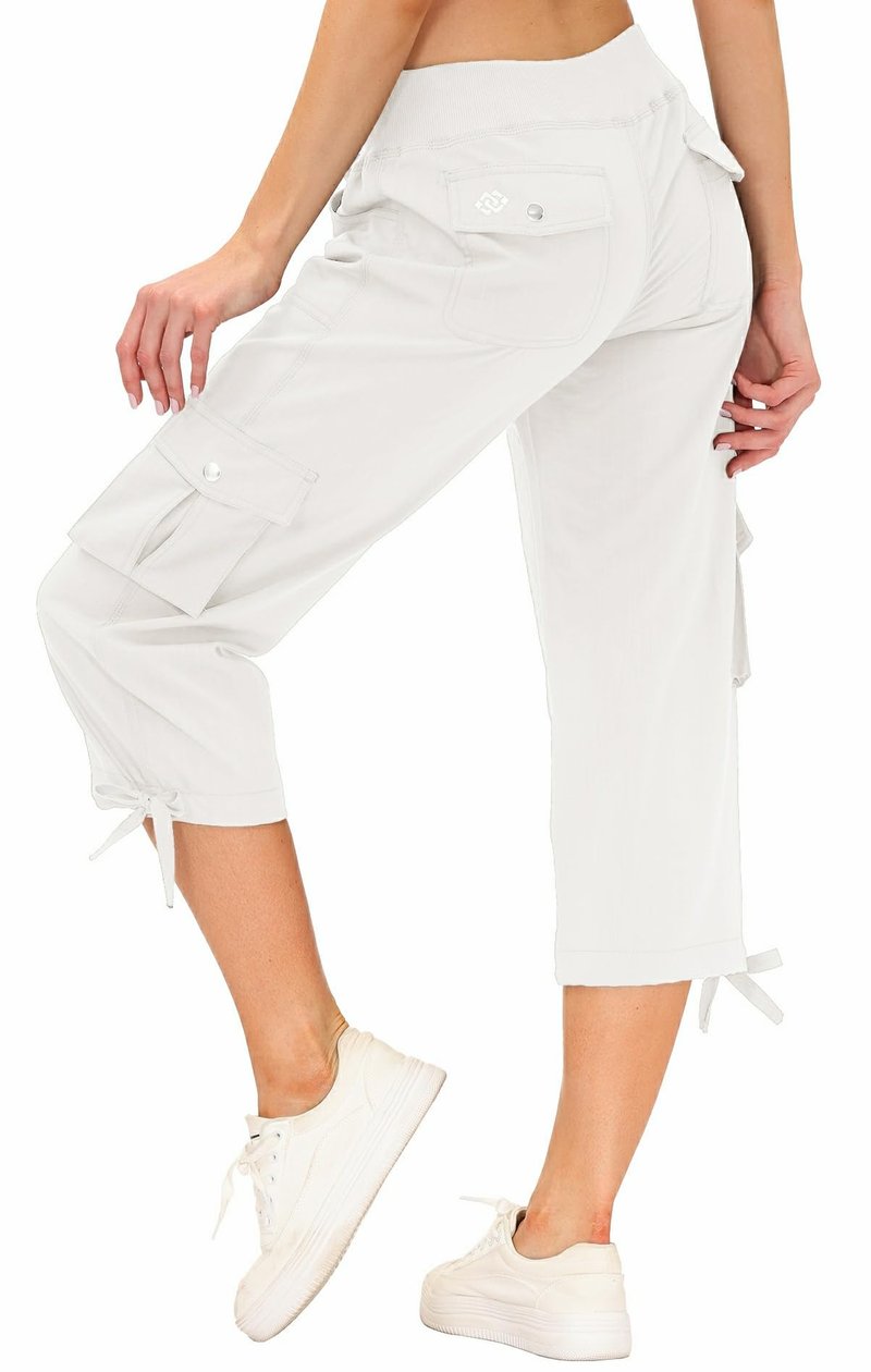 MoFiz Hiking Cargo Shorts for Women Outdoor Quick Dry Athletic Shorts for Boating Camping with Pockets White