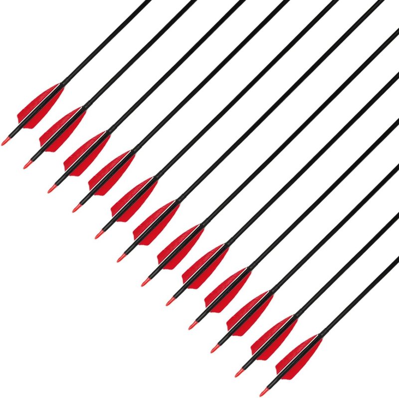 30-Inch Carbon Hunting Arrows - 4" Shield Turkey Feathers, Spine 400 for Recurve & Long Bows | Pack of 12