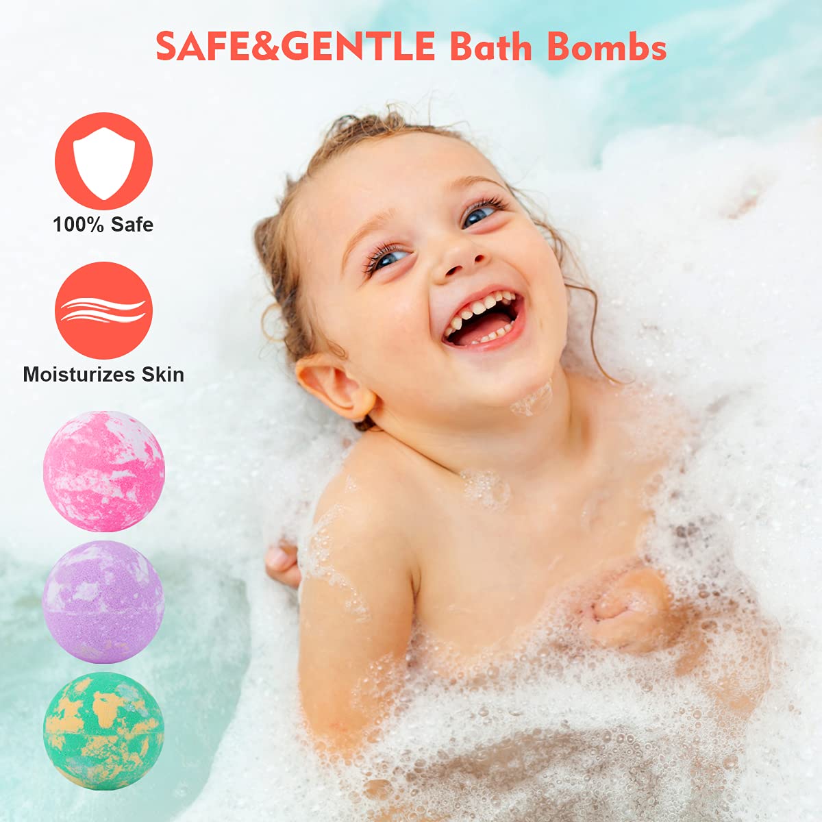 Bath Bombs for Kids with Toys Inside - 12 Pcs Handmade Bubble Bath Fizzies Bomb with Glow-in-The-Dark Surprise Toys Inside, Ideal Gift for Easter Eggs Stuffers Birthday Christmas