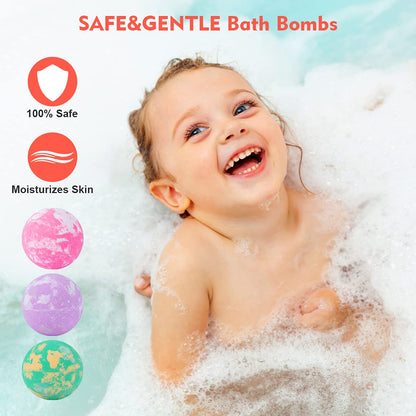 Bath Bombs for Kids with Toys Inside - 12 Pcs Handmade Bubble Bath Fizzies Bomb with Glow-in-The-Dark Surprise Toys Inside, Ideal Gift for Easter Eggs Stuffers Birthday Christmas