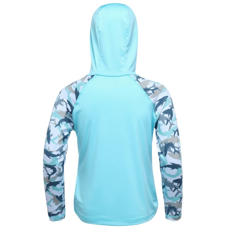 DRONIRING Boys Rash Guard Swim Hoodie, UPF 50+ UV Sun Protection Long Sleeve Fishing Shirt, Kids Youth SPF Water Shirts