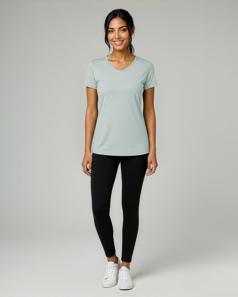 Real Essentials 5 Pack: Women's Dry-Fit Short Sleeve V Neck T Shirt Workout Fitness Yoga Top Tee (Available in Plus Size), Set 9, 1X