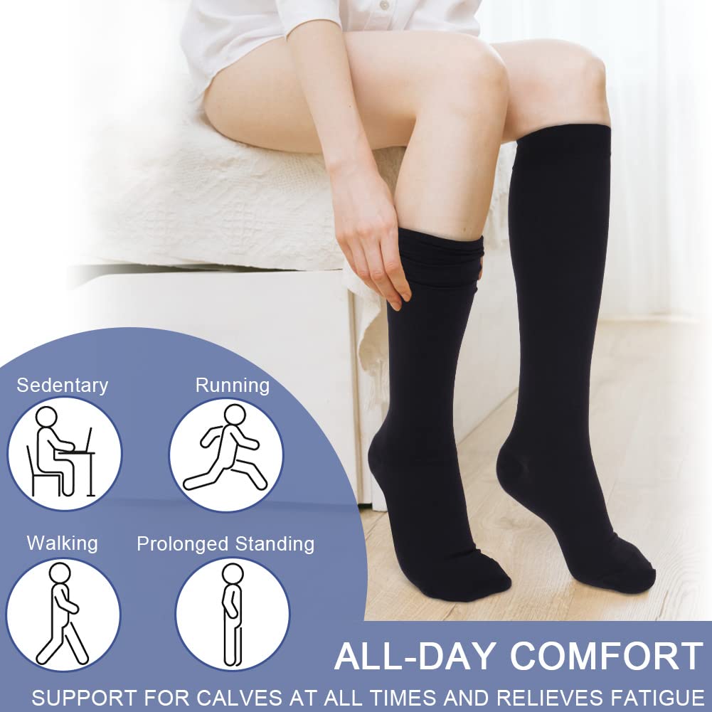 Beister Medical Closed Toe Knee High Calf Compression Socks for Women & Men, Firm 20-30 mmHg Graduated Support for Varicose Veins, Edema, Flight, Pregnancy（2 in a Pack，Not Two Pairs）
