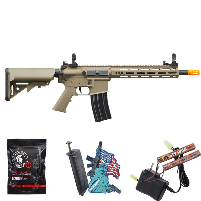Lancer Tactical Gen 2 Hellion MLOK 10" Piactinny Polymer Airsoft M4 AEG- Full/Semi-Auto Airsoft Gun (Battery and Charger Included)