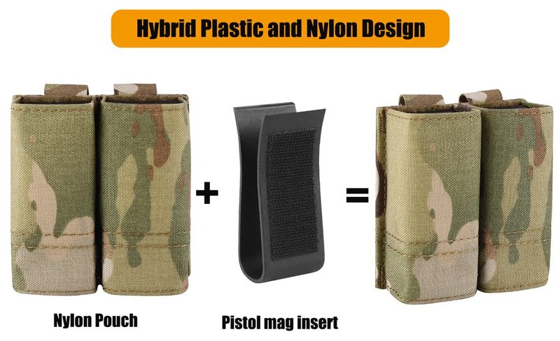 KRYDEX Double Pistol Mag Pouch Nylon 9mm with Quick Release Kydex Magazine Pouch Insert (Multicam)