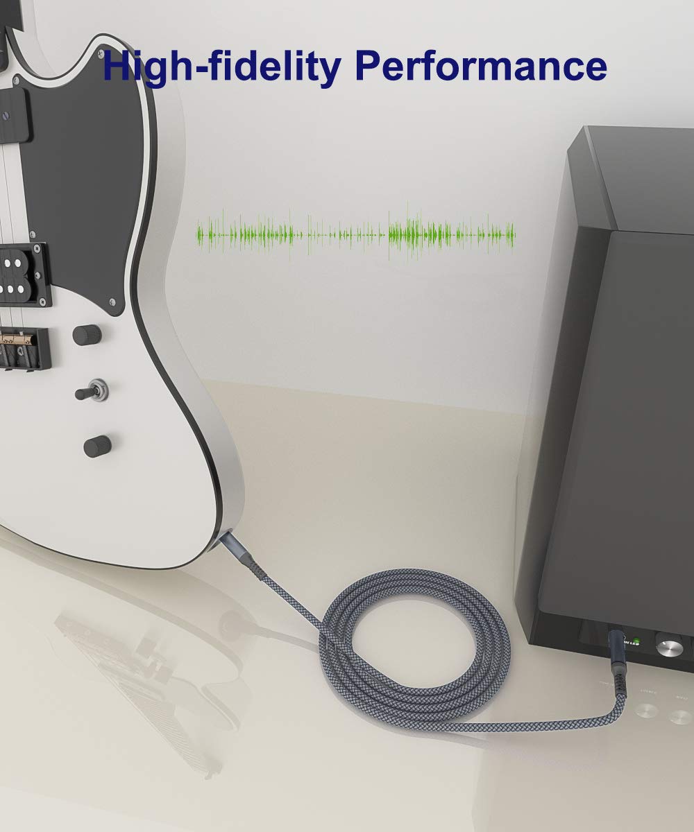 Elebase 1/4 Inch TRS Instrument Guitar Cable 10ft 2Pack,Straight 6.35mm Guitar Bass AMP Cord,Quarter Inch 6.3mm Male Jack Stereo Audio Balanced Line for Electric Guitar,Bass,Keyboard,Amplifier,Speaker