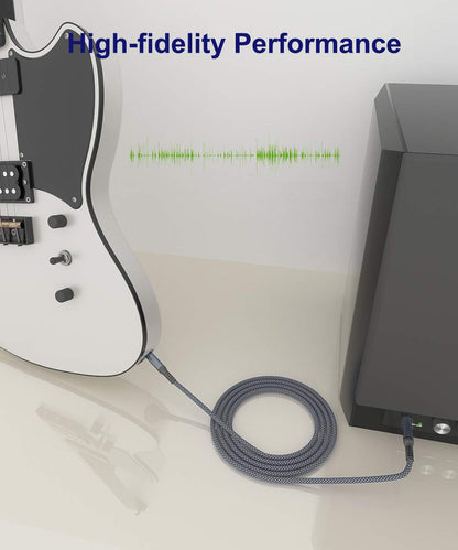 Elebase 1/4 Inch TRS Instrument Guitar Cable 10ft 2Pack,Straight 6.35mm Guitar Bass AMP Cord,Quarter Inch 6.3mm Male Jack Stereo Audio Balanced Line for Electric Guitar,Bass,Keyboard,Amplifier,Speaker