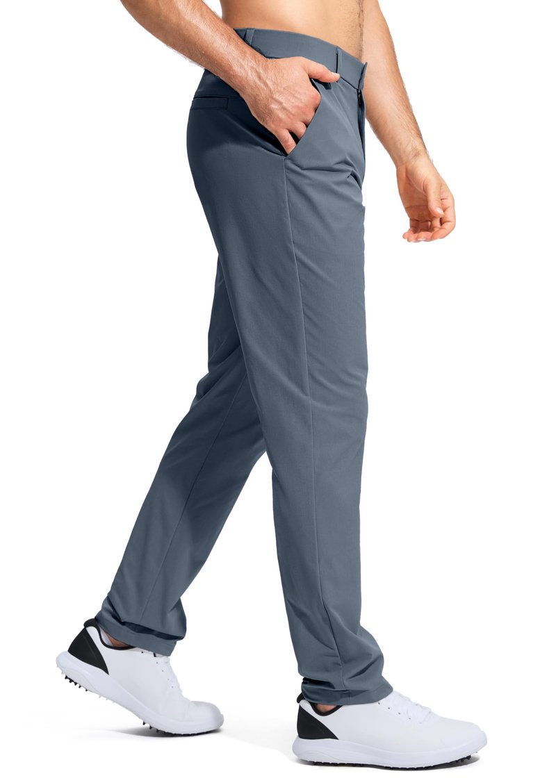 Pudolla Men's Golf Pants Work Dress Comfy Pants Casual Slacks Trousers with Pockets(Grey_Blue 40Wx32L)