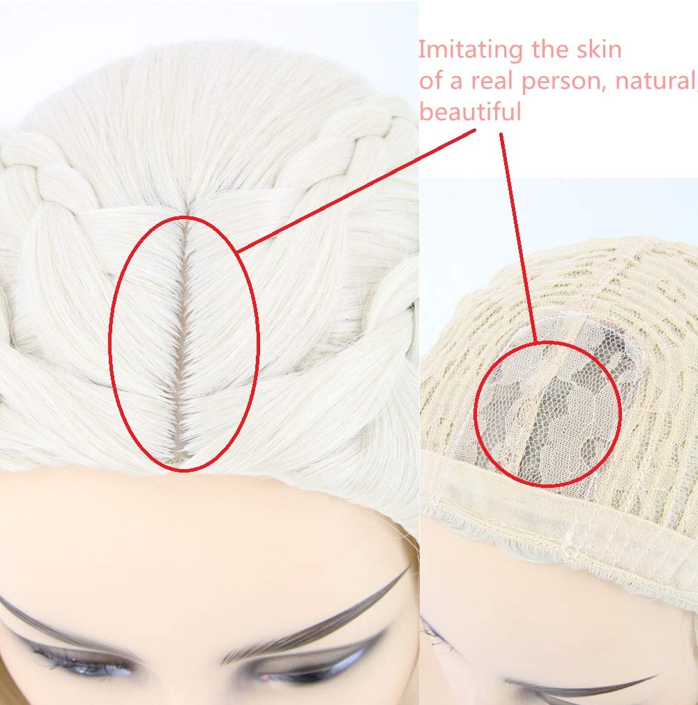 Topcosplay Women Wigs Beige Long Curly Wavy Cosplay Halloween Costume Party Wigs