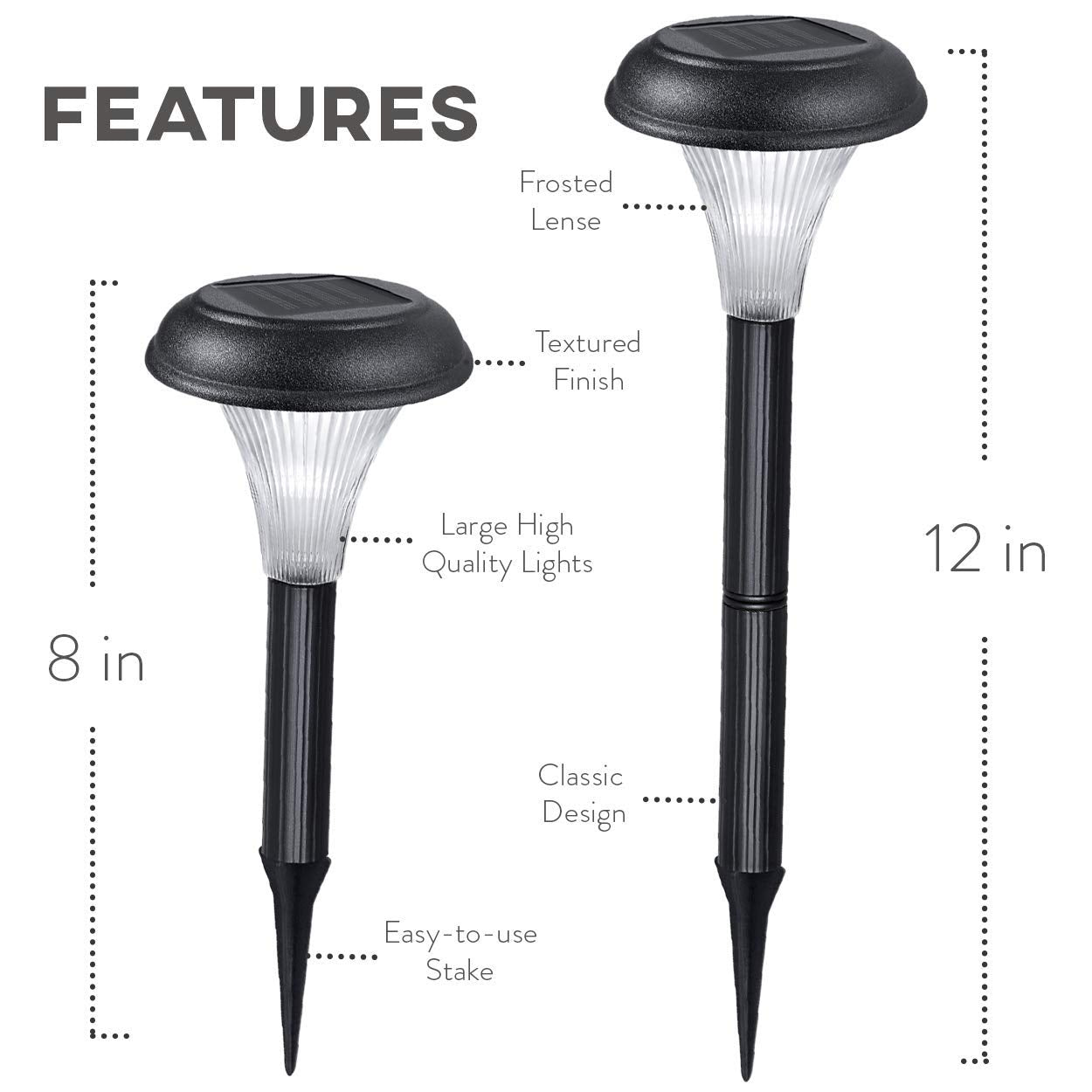 Solar Garden Lights for Outdoor – 10 Brightest Light Set - Transform Your Paths, Garden, Flowerbeds, Borders and Drive - Easy NO Wires Install - Double Waterproof Seal - Stylish Design and 30cm Tall