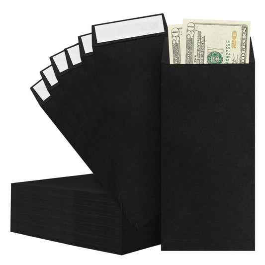 BONUS++ Envelope Set - 120 Envelopes for Cash, Checks, & Tickets; 80GSM, 3.2x6.6 inch Black Envelopes - Perfect for Cash Challenge Savers