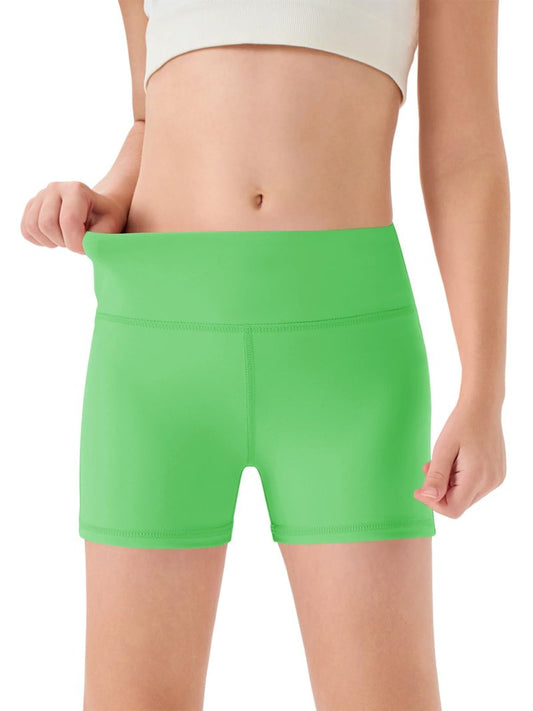 Haloumoning Girls Athletic Shorts Kids High Waisted Yoga Dance Biker Shorts Comfy Gymnastics Shorts 5-14Y Green