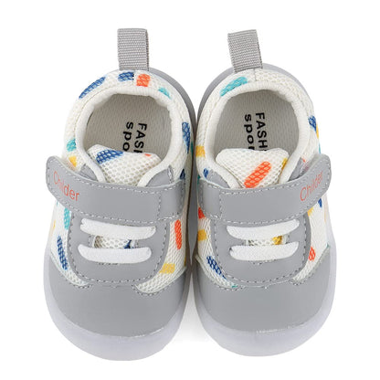 MASOCIO Baby Shoes Boys Girls First Walking Toddler Trainers Sneakers Pre Walker Boy Infant 12-18 Months Size 3 UK Child Grey