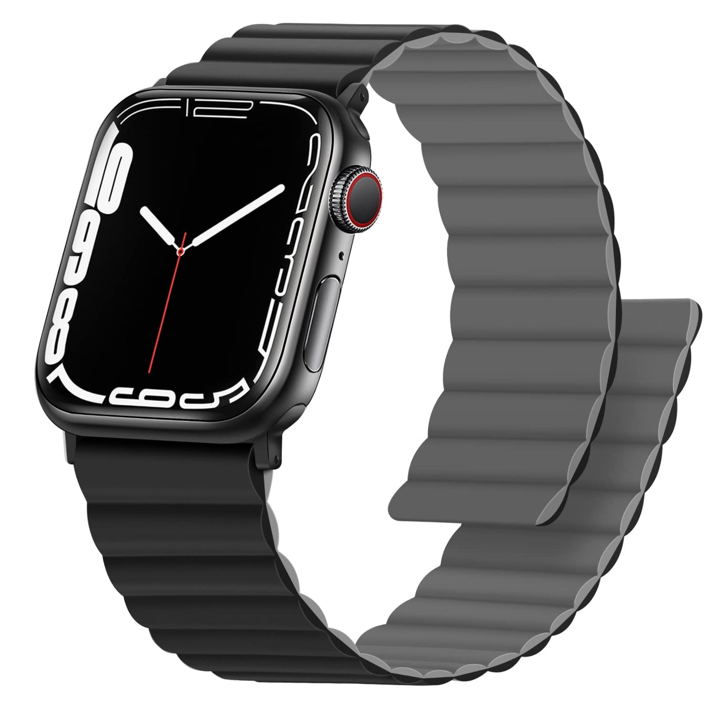 Anlinser Magnetic Straps Compatible with Apple Watch Strap 49mm 46mm 45mm 44mm 42mm 41mm 40mm, Double Side Reversible Band for iWatch Ultra 2 Series 10/9/8/7/6/SE (49/46/45/44/42, Black/Gray)
