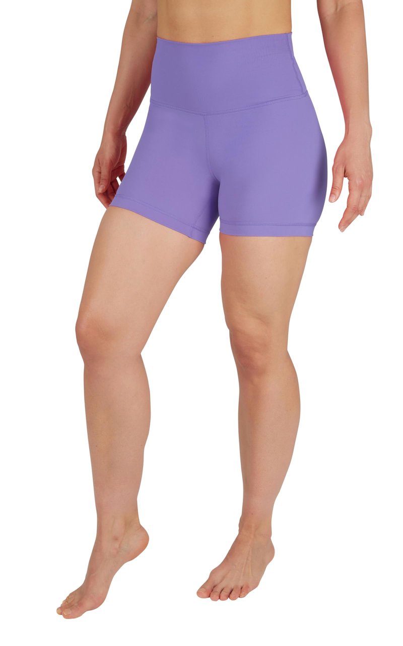 Yogalicious Womens High Waisted Biker Shorts Squat Proof Workout Yoga Short 5”, 7” 2 Pack - Purplehebe/Black 5" - Large