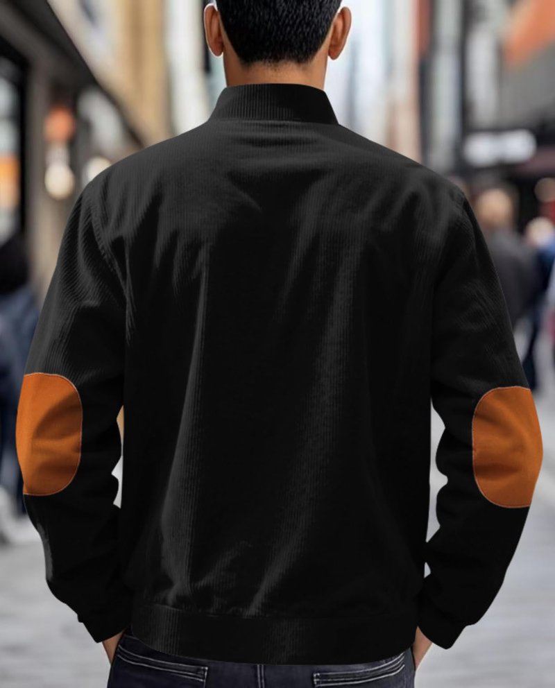 LIZALIG Men's Vintage Cardigan Jacket Soft Block Collar Zip-Up Casual Jackets for Daily Wear Travel Lightweight Layering Piece