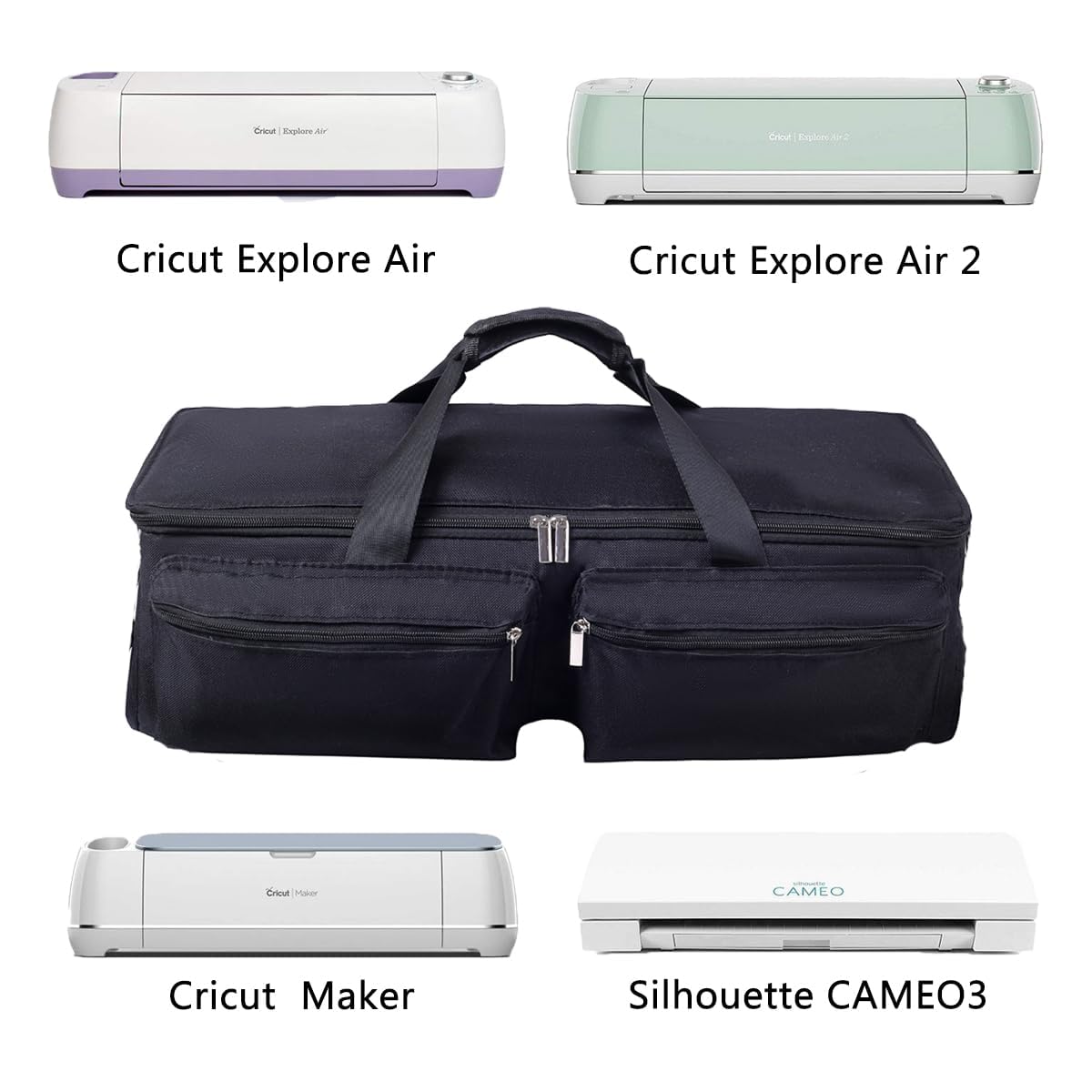 CACTIYE Carrying Bag Compatible with Cricut Explore Air and Maker, Waterproof Tote Bag Compatible with Cricut Explore Air and Supplies (Black, 1+1)