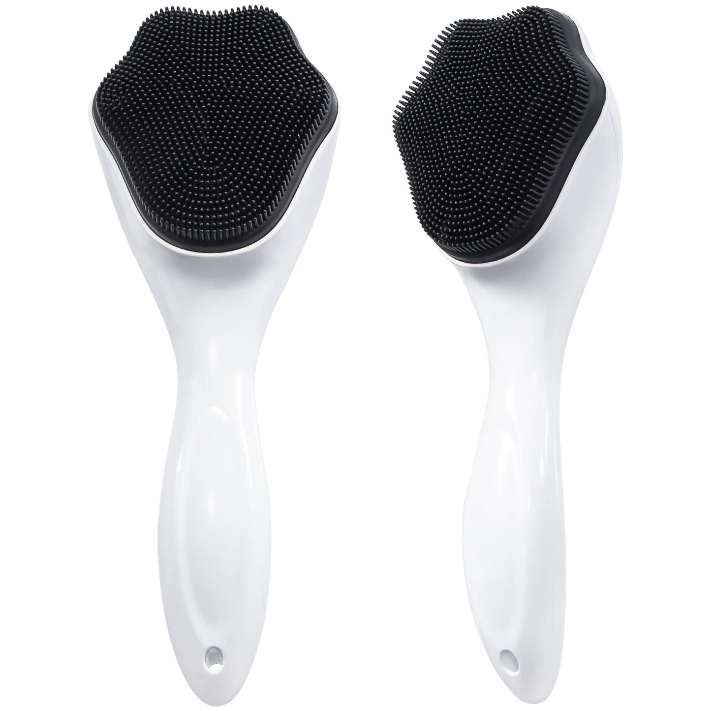 2 Pack Silicone Face Scrubber Exfoliating Brush, Manual Handheld Facial Cleansing Brush Blackhead Scrubber, Soft Bristles Waterproof for Face Skincare (Round-Pink)