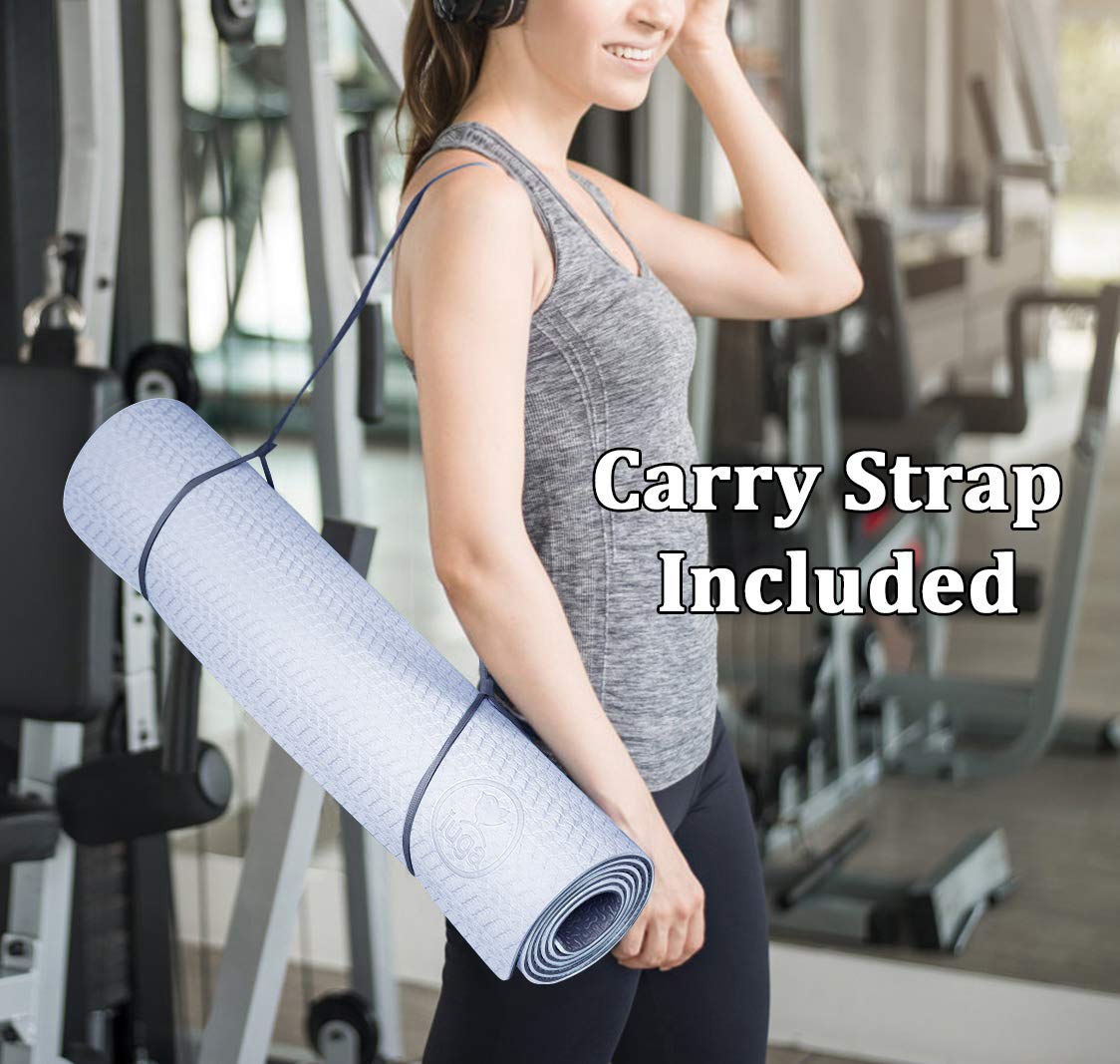 IUGA Yoga Mat Non Slip Anti-tear Pilates Mat Eco Friendly Hot Yoga Mats Thick for Workout & Exercise(72"x 24"x 6mm)