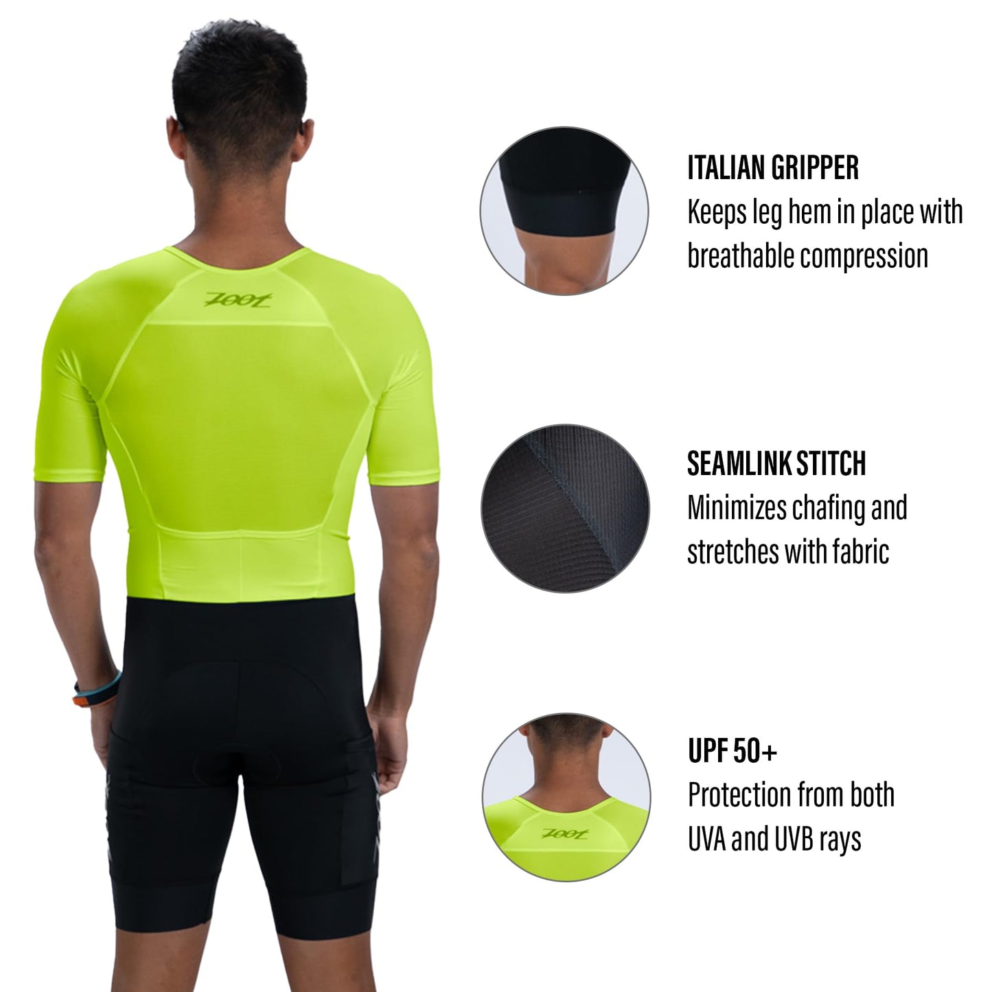 Zoot Men’s Core Tri Aero FZ Racesuit, Short Sleeve Moisture-Wicking Triathlon Suit, Plush Chamois & Storage for Race Day - Hyper Yellow - 2X-Large