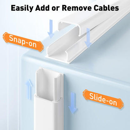 Delamu TV Cord Hider, 62.8in Cable Hider, Cord Covers for Wires on Wall, Wire Covers for 2-3 Cords, Wire Hiders for TV on Wall, Easier Setup Cable Cover Management, 4X L15.7 W0.94 H0.47in, White